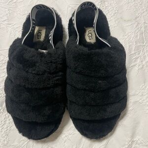 NWOB Ugg Women's Fluff Yeah Blk Comfort Slides Slippers Size:6 #1095119